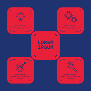 4 options, steps or processes infographic design template with icons. Flat squate infographics business concept for presentation process diagram report workflow. Vector illustration.