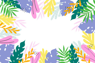 Summer tropical background with leaves and plants
