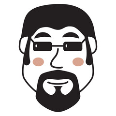 Doodle man face.Hand-drawn line people.Avatar face.Isolated on white background. Outline vector illustration.