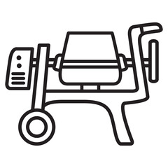 Construction machinery.Concrete mixer icon.Concrete cement production. Pictogram for web page.Isolated on white background.Outline vector illustration.