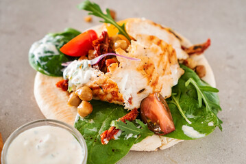 fresh salad on the tortilla