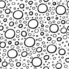 Seamless geometric pattern for dot circle bubbles in black and white Doodle style