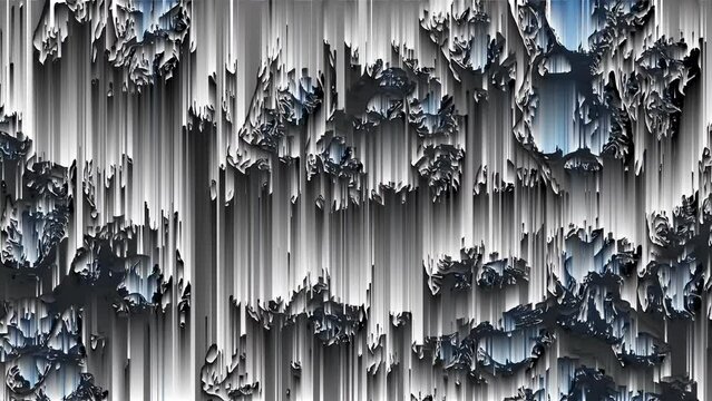 Dynamic animation in holographic colour with pixel sorting effect, abstract futuristic animated wallpaper.