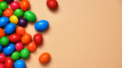 Bright multicolored background of round candies