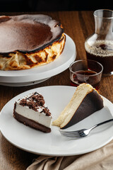 cheesecakes on a wooden table