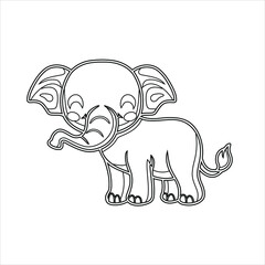 Baby Animal Elephant , Cute little elephant cartoon standing vector image | Funny cartoon baby elephant coloring page for kids