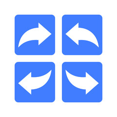 arrow icon set with blue background