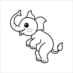 Obraz na płótnie Canvas Cute little elephant cartoon Coloring page 