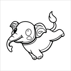 Cute little elephant cartoon Coloring page