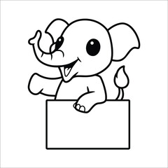 Cute little elephant cartoon Coloring page 