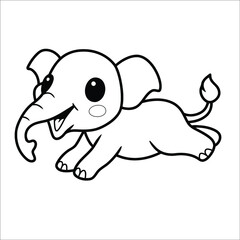 Cute little elephant cartoon Coloring page 