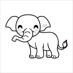 Cute little elephant cartoon Coloring page 