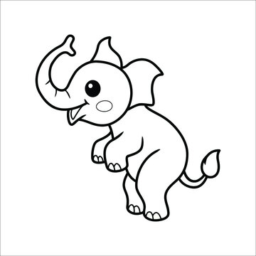 Cute little elephant cartoon Coloring page 