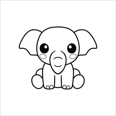 Cute little elephant cartoon Coloring page 
