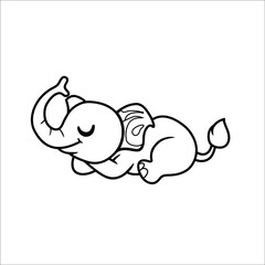 Cute little elephant cartoon Coloring page 