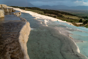 pamukkale travertines and thermal bath pools and terraces
