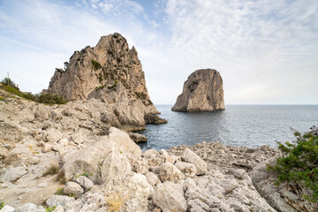 Fototapeta na wymiar Faraglioni rocks, Capri Island, Italy