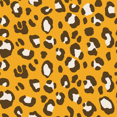 Fototapeta na wymiar Abstract modern leopard seamless pattern. Animals trendy background. White and orange decorative vector stock illustration for print, card, postcard, fabric, textile. Modern ornament of stylized skin