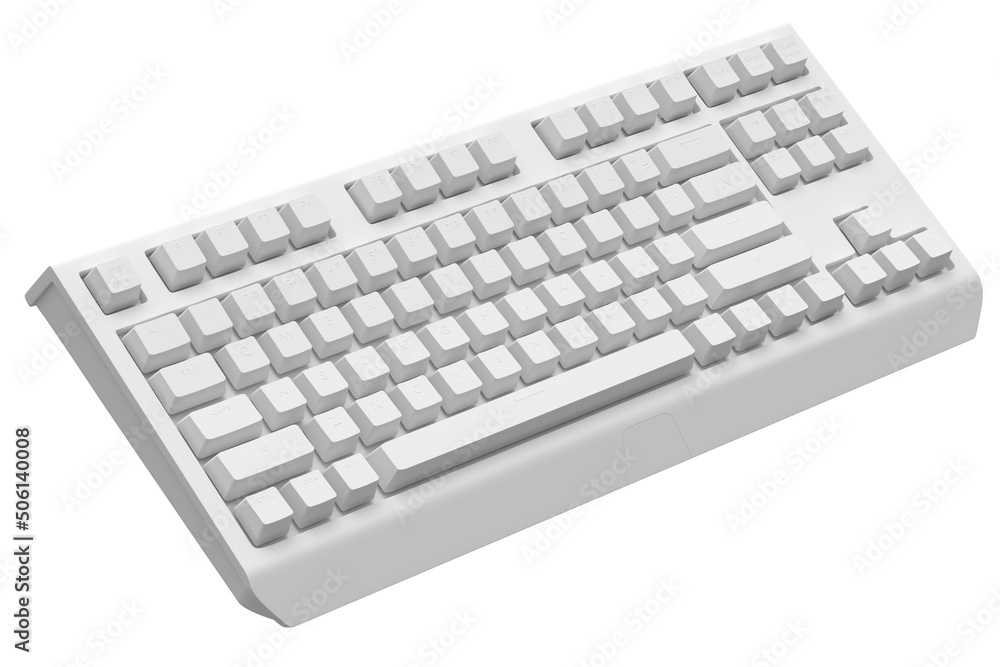 Poster computer keyboard with rgb colors isolated on white monochrome background.