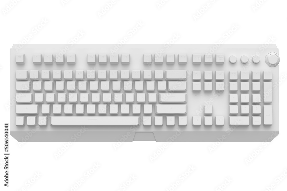 Poster computer keyboard with rgb colors isolated on white monochrome background.