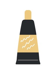 Beauty cosmetic product icon. Colorful sticker with tube of natural clay mask for facial skin care. Organic hygienic cosmetics for dermis. Cartoon flat vector illustration isolated on white background