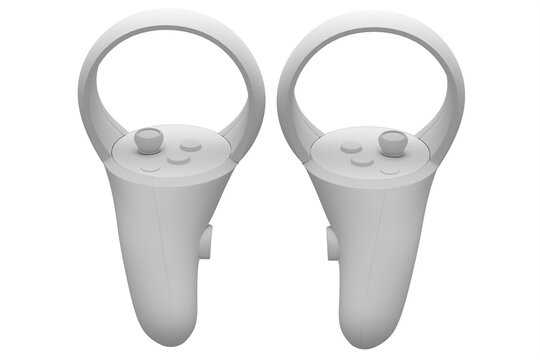 Virtual reality controllers for online and cloud gaming on white background