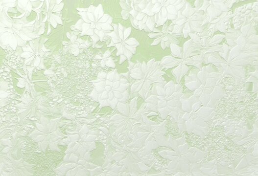 Hydrangea flowers in metallic silver color on green background. Embossed floral background. 3d illustration. 3D rendering.