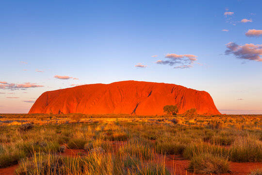 Uluru after sunset on a clear winter evening, Uluru-Kata Tjuta National Park, Northern Territory, Australia
