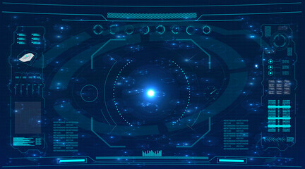 Radar screen.HUD. Hi-tech futuristic display. Technology background. 