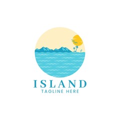beach and island logo design, vector design of circular beach icons