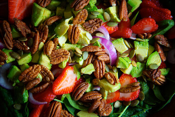 Fresh Summer Salad with Fruit - Full Frame Wide