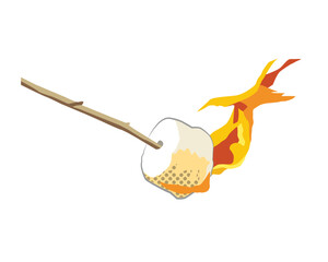 Burnt Marshmallow  on a Stick Skewer Vector Illustration 