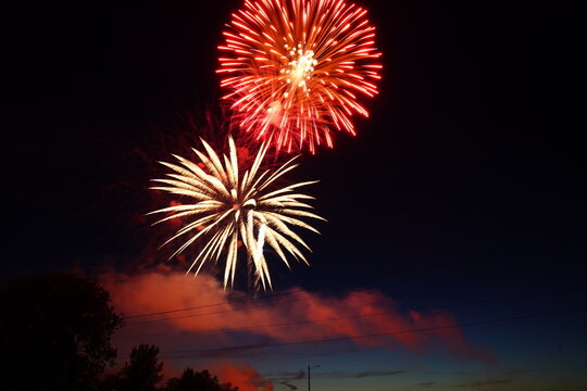 Firework show in New Lisbon, Wisconsin during Wa Du Shuda Days festival.