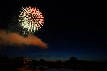 Firework show in New Lisbon, Wisconsin during Wa Du Shuda Days festival.