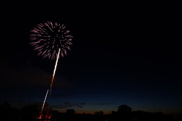 Firework show in New Lisbon, Wisconsin during Wa Du Shuda Days festival.