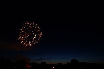 Firework show in New Lisbon, Wisconsin during Wa Du Shuda Days festival.