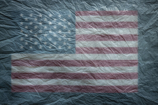 background. American flag in national colors. blur, out of focus.