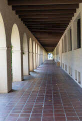 Outdoor corridor on a college campus in California