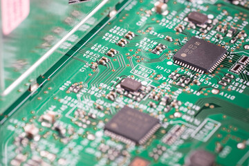 Semiconductor on electronic circuit board (Narrow depth of field)
