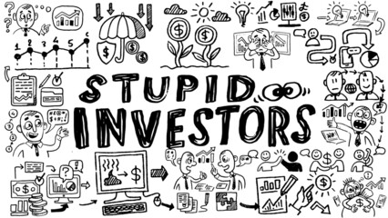 Business words and phrases typography doodle graphic with concept icons and symbols