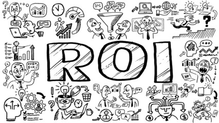 Business words and phrases typography doodle graphic with concept icons and symbols