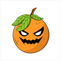 summer cartoon of orange with emoji