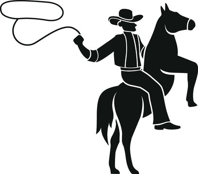 Cartoon Cowboy and Indians Highwayman Mask Pistol Gunslinger Wild West Outlaw Design Illustration Hat Cow Boy Man Shotgun Bandana Sheriff Western
