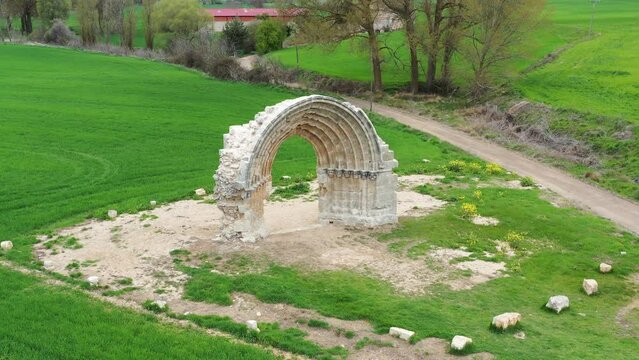 San Miguel de Mazarreros arch in Sasamon, Burgos Spain
