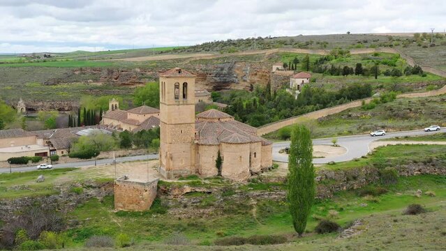 View of the church of Vera Cruz in the city of Segovia in Spain, Detail of the apses