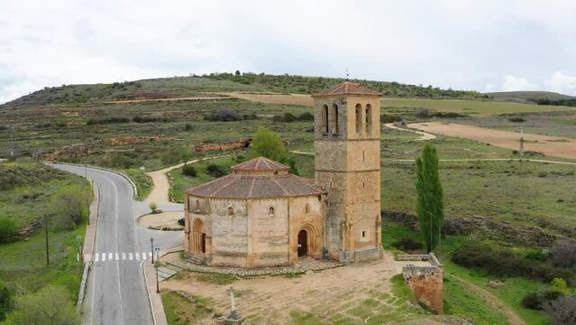 View of the church of Vera Cruz in the city of Segovia in Spain, Detail of the apses