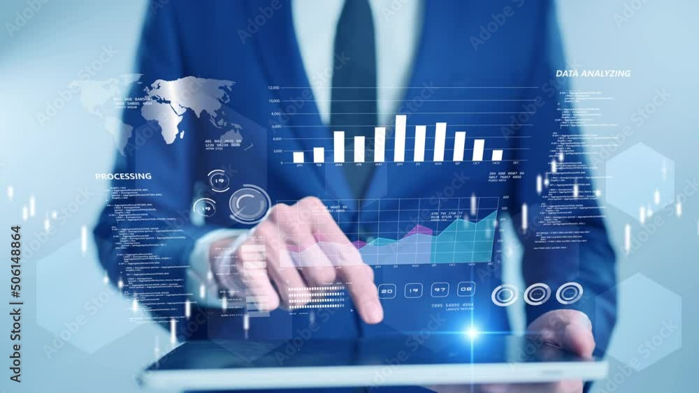 Poster global business finance gdp graph chart report stock exchange market trading investment and business