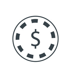Casino chip sign thin line icon