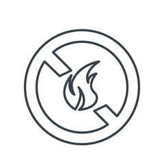 Forbidden bonfire thin line icon