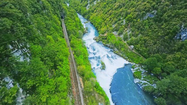 Waterfall Strbacki buk aerial shot